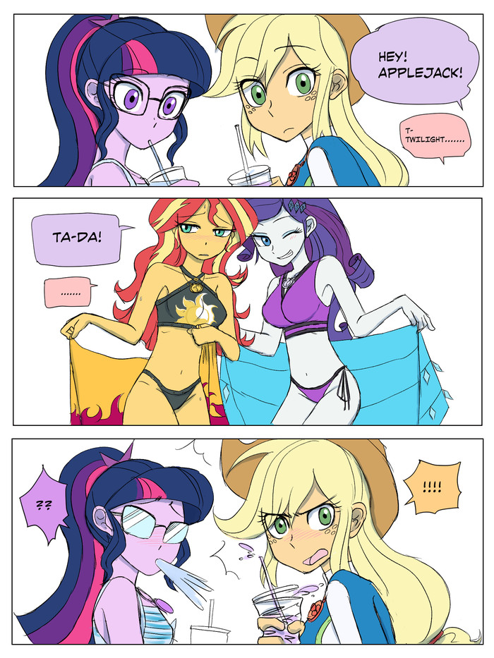 -! My Little Pony, Equestria Girls, Haibaratomoe, Twilight Sparkle, Applejack, Rarity, Sunset Shimmer, MLP Edge