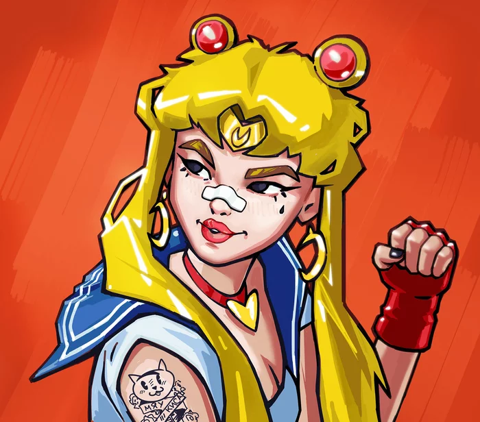 Sailor Moon - My, Drawing, Digital drawing, Art, Sailor Moon, Sailormoonredraw, Super mario, Longpost