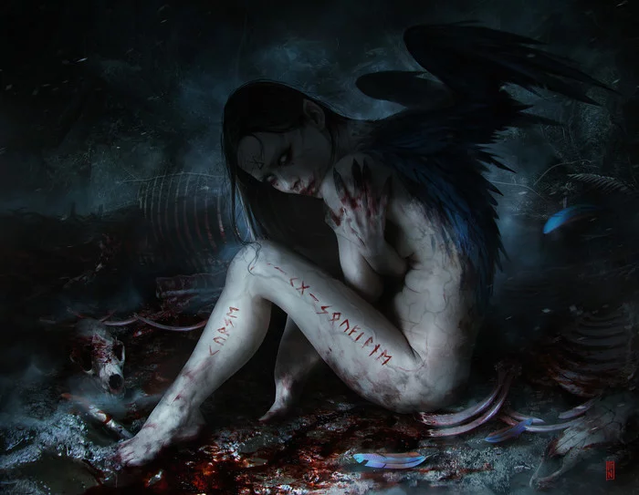 Damn angel - Art, Soufiane Idrassi, Angel, Curse, Girls