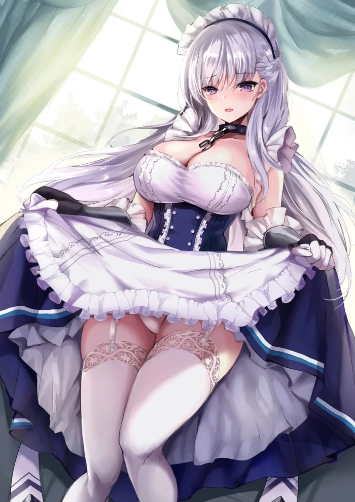 Belfast - NSFW, Anime, Anime art, Azur lane, Belfast, Housemaid, Pantsu, Stockings