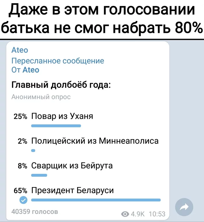 Зато победил в первом туре - Республика Беларусь, Голосование, Картинка с текстом, Мат, 2020, Политика