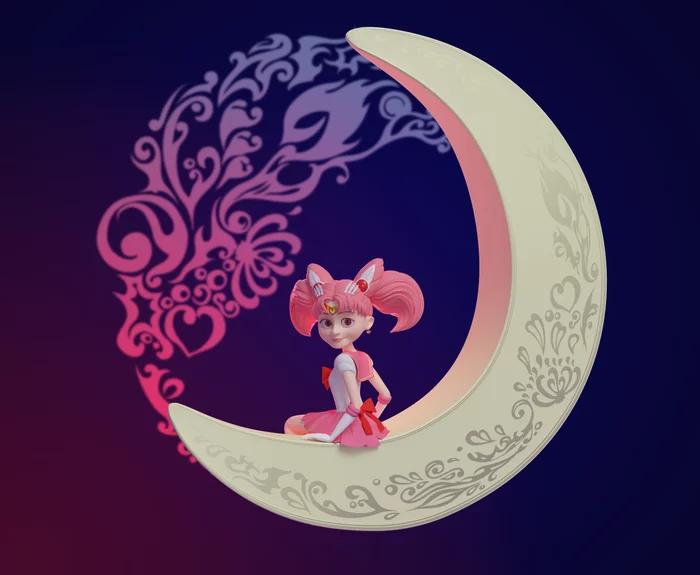 Sailor Chibimoon 3D - My, Anime, Anime art, Sailor Moon, Tsukino Chibiusa, Blender, 3D modeling, Longpost