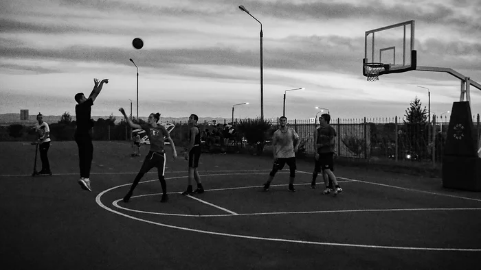 Streetball. B&W - My, The photo, Sport, Olympus, Stitball, Black and white photo, Longpost