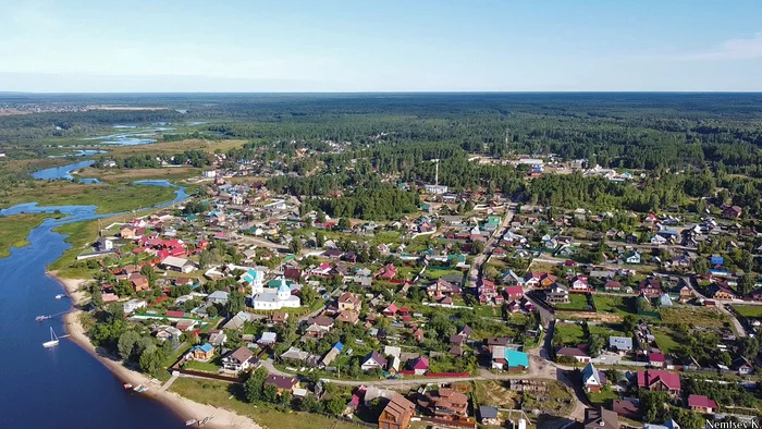 Village Kokshaysk - My, Mari El, Kokshaysk, Volga river, Video, Russia, View from above, Nature, The photo, Longpost