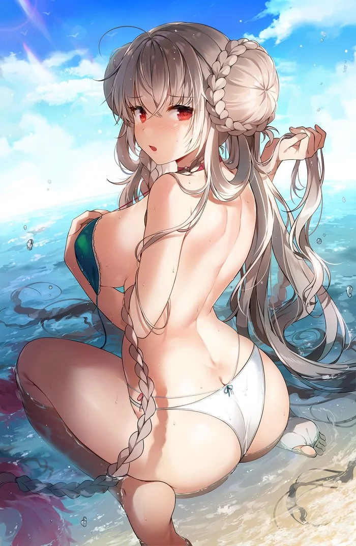 Formidable - NSFW, Аниме, Anime Art, Azur Lane, Formidable, Купальник, Грудь, Попа