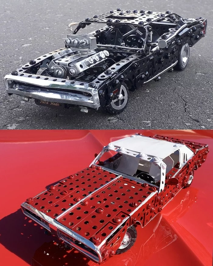 1970 and 1973 Dodge Charger made from metal construction kit - My, Dodge, Muscle car, Homemade, Constructor, Modeling, Retro