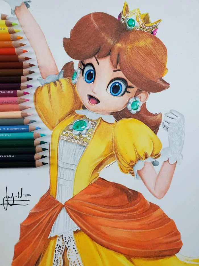 Daisy - Mario, Games, Nintendo, Art, Таймлапс, Video, Princess Daisy