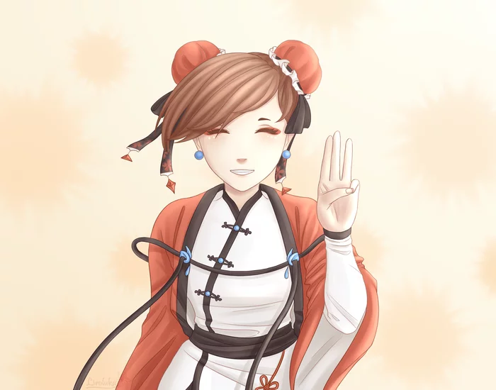 Promise - My, Drawing, Digital drawing, Anime, SAI, Smile, Sign language