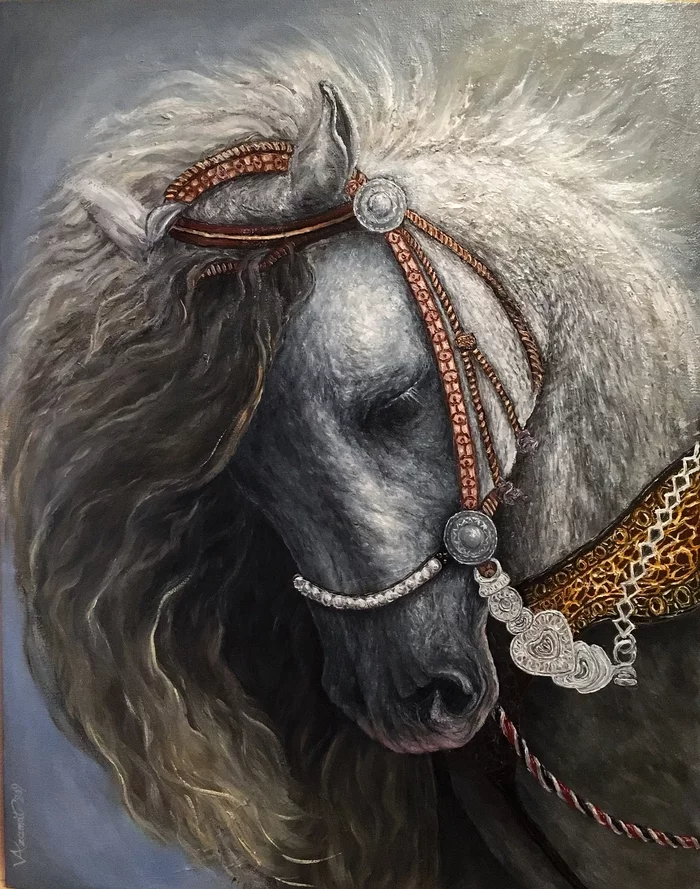 Burden - My, Painting, Oil painting, Art, Horse head, Painting, Oil paints, Artist, Art, Self-taught, Animals, Art, Animal Art, Painting