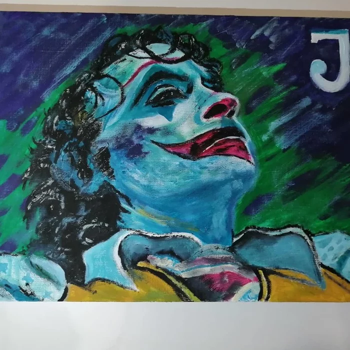 Joker from Phoenix, acrylic painting - My, Joker, Joaquin Phoenix, Clown, Acrylic, Painting