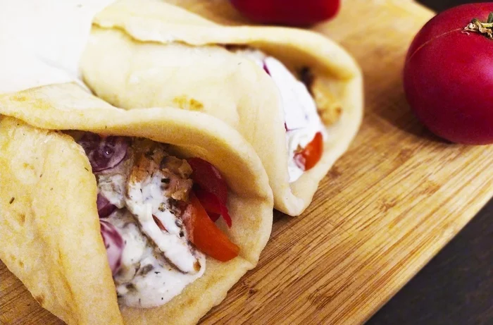 Greek gyros with chicken - My, Yummy, Greece, Recipe, Gyros, Skewers, Hen, Marinade, Longpost