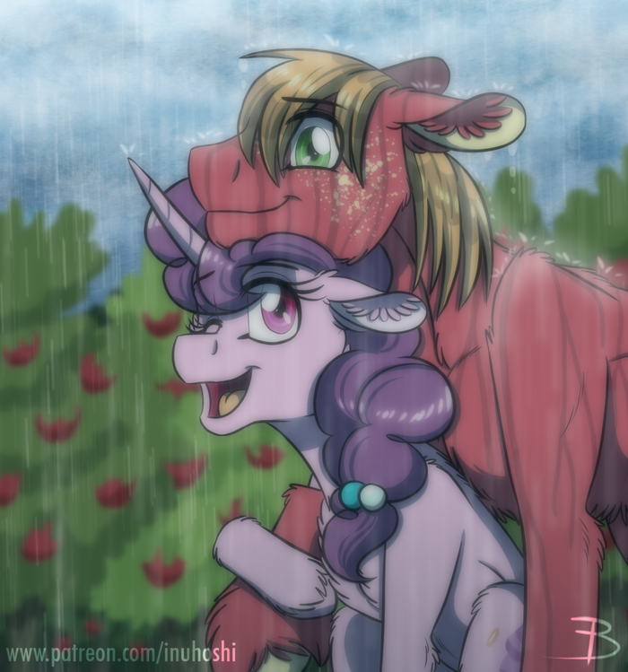 Personal Rain Shelter My Little Pony, Ponyart, Big Macintosh, Sugar Belle, Inuhoshi-to-darkpen