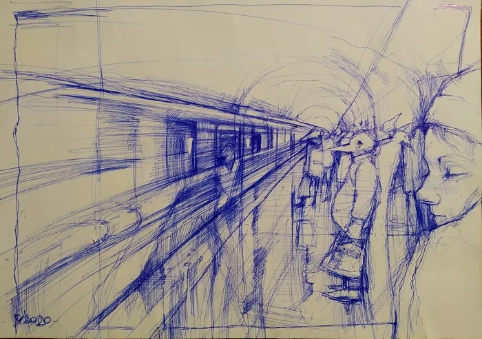 Pure morning - My, Drawing, Graphics, Creation, Metro, Pen drawing