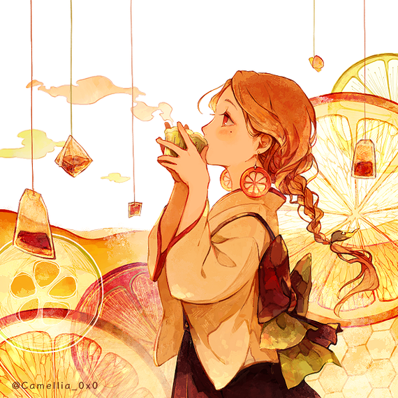 Tea with lemon - Drawing, Anime, Lemon, Tea, Girls, Art