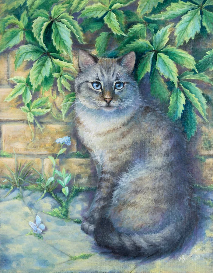 Varvara Krasavishna - My, cat, Oil painting, Longpost