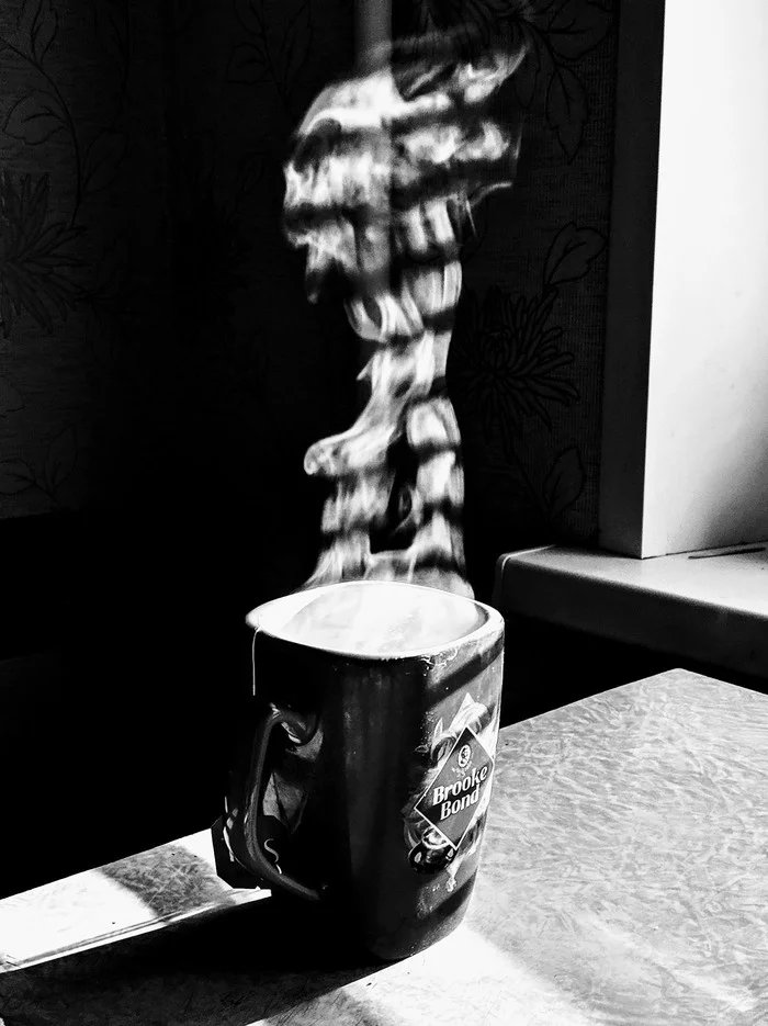 Morning tea - My, The photo, Mobile photography, Black and white