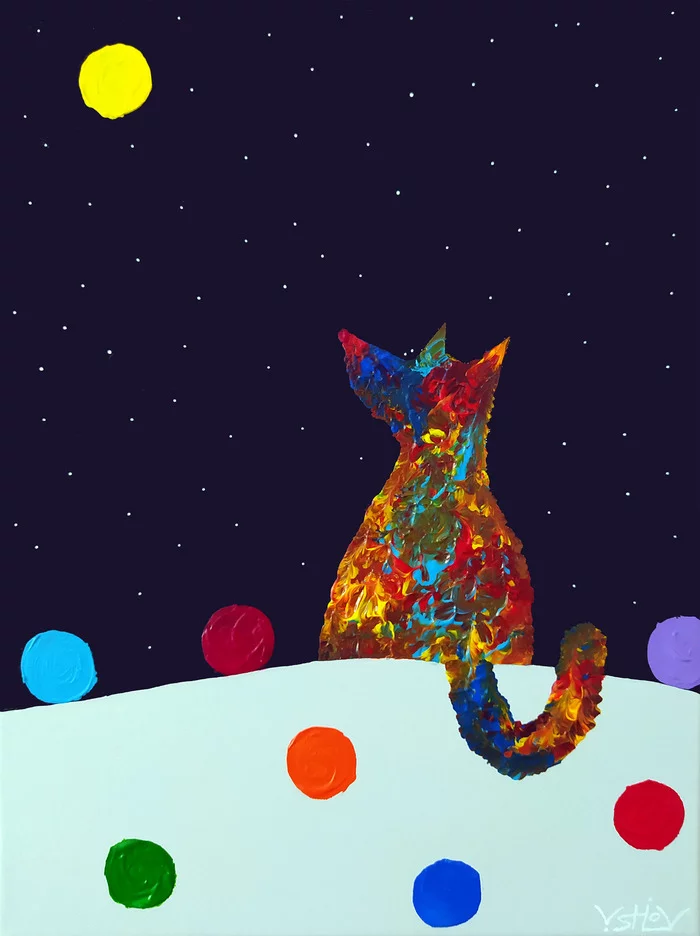 MOON DOG - My, Dog, Animals, Painting, Drawing, Night, Dream, Tail