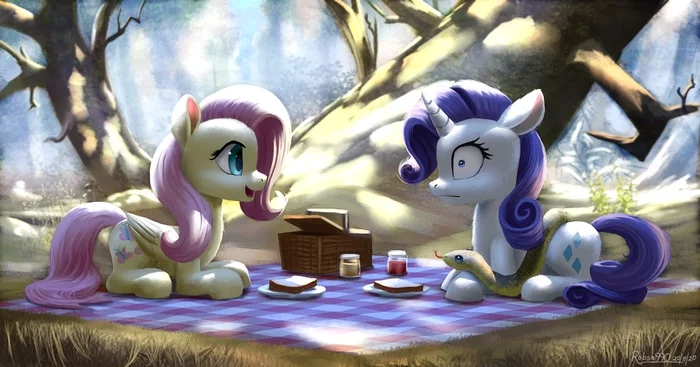 Picnic - My little pony, Fluttershy, Rarity