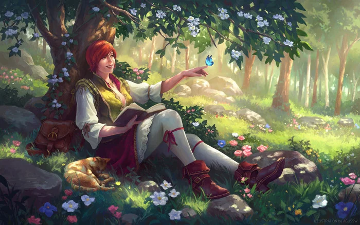 Shani - Shani, Witcher, The Witcher 3: Wild Hunt, Art, Girls, cat, Forest, Agus sw, Games