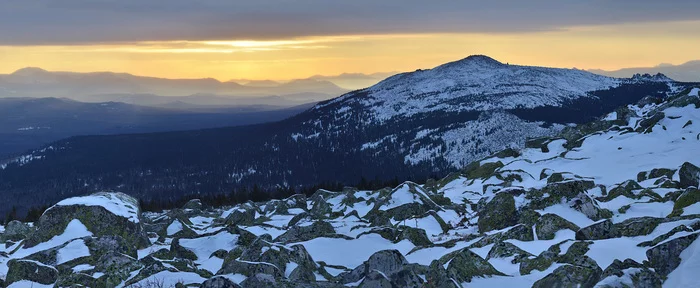 Evening Nurgush - My, The mountains, Travels, Tourism, Winter, Landscape, Панорама, wildlife, beauty of nature, , The beauty of Russia, Ural, Southern Urals, Nurgush, Bolshoy Nurgush, Sunset, beauty, Nature