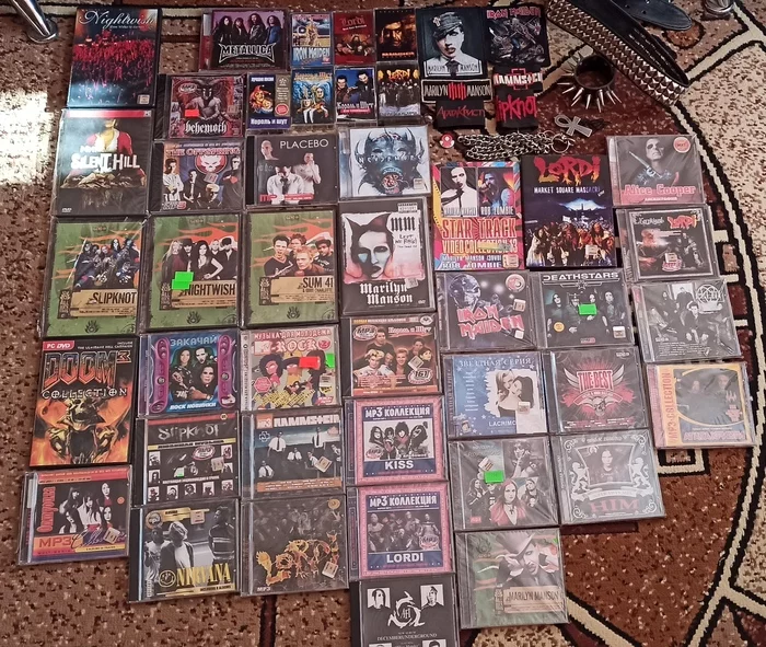 My collection of music and stuff comes from the 2000s - My, Music, Metal, Nostalgia, Rock, Discs, Collection