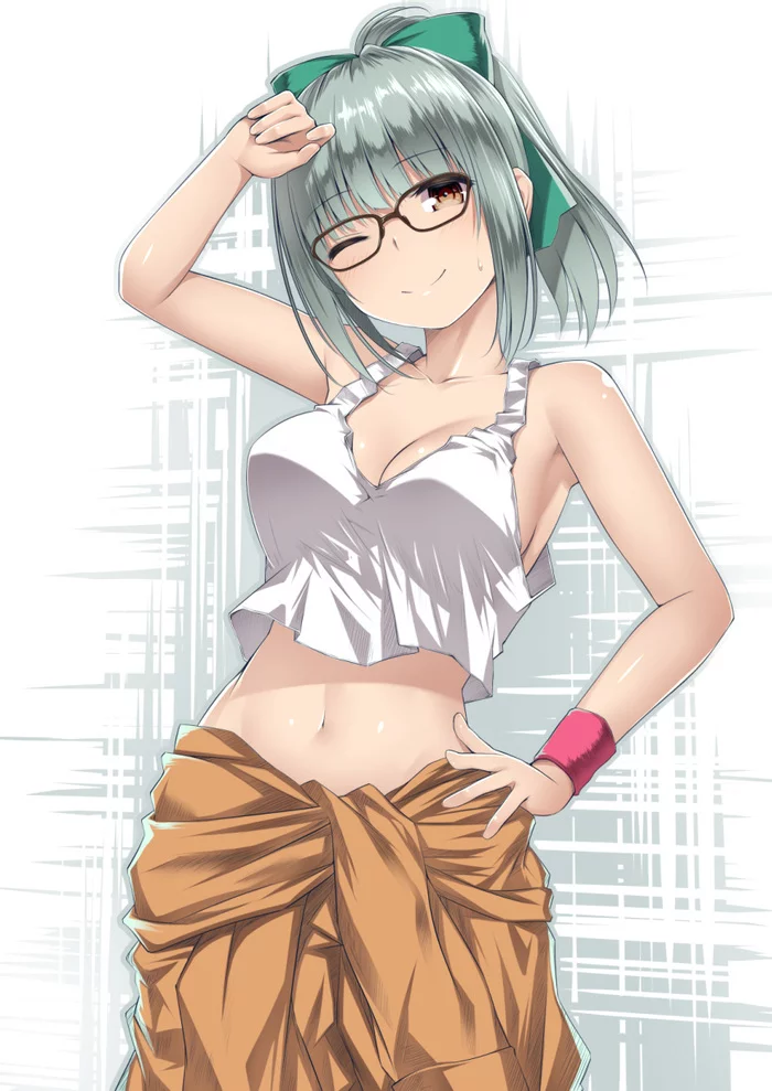 Yuubari - Kantai collection, Anime, Anime art, Yuubari, Boobs, Glasses