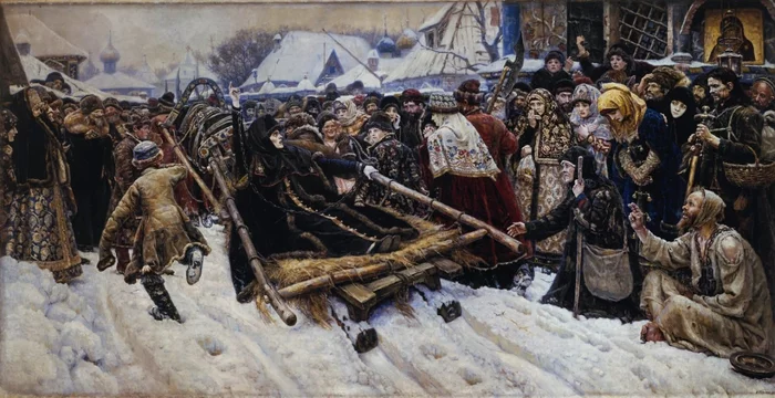 “Boyar Morozova” by Surikov, or how to move the sled in the picture. Looking at the details - My, Painting, Painting, Art, Surikov, Boyar Morozova, Old Believers, Split, Church, , Oil painting, Artist, Parsing, Art history, Longpost