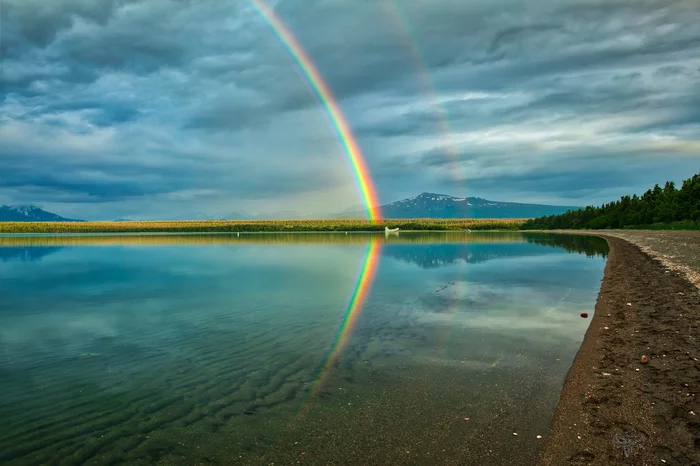 Rainbow - Радуга, Фотография, Двойная Радуга, Отражение, Вода, Природа, Красота природы