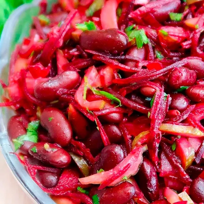 “Dry borscht”: Warm beet and bean salad - Recipe, Cooking, Yummy, Preparation, Borsch, Salad, Beet, Beans, Food