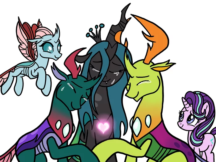 Accepting Starlight's friendship and family reunion - My little pony, Queen chrysalis, Thorax, Ocellus, Starlight Glimmer, Pharynx