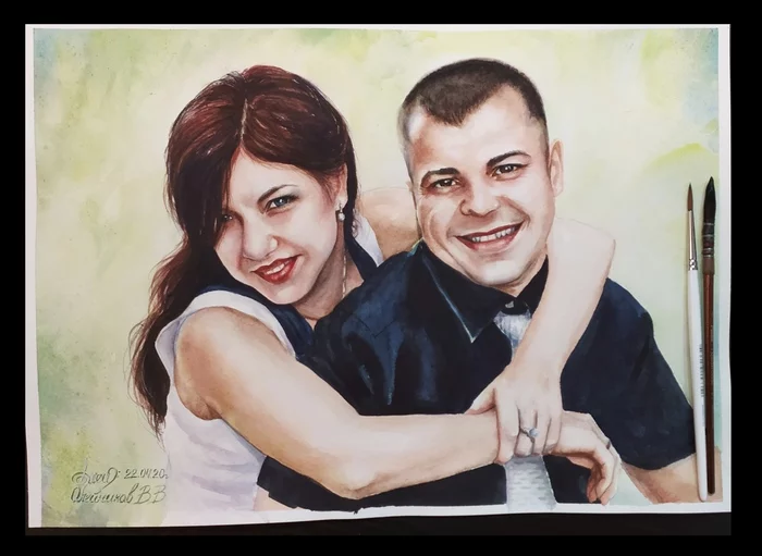 Family portrait (watercolor/paper) - My, Portrait, Watercolor, Painting, Painting, Family, Art, Drawing, Creation