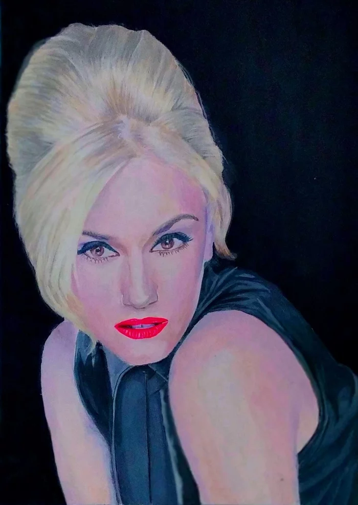 celebrity - My, Portrait, Acrylic, Beautiful girl, Gwen Stefani, No Doubt, The singers, Celebrities, Self-taught artist, , Beginner artist