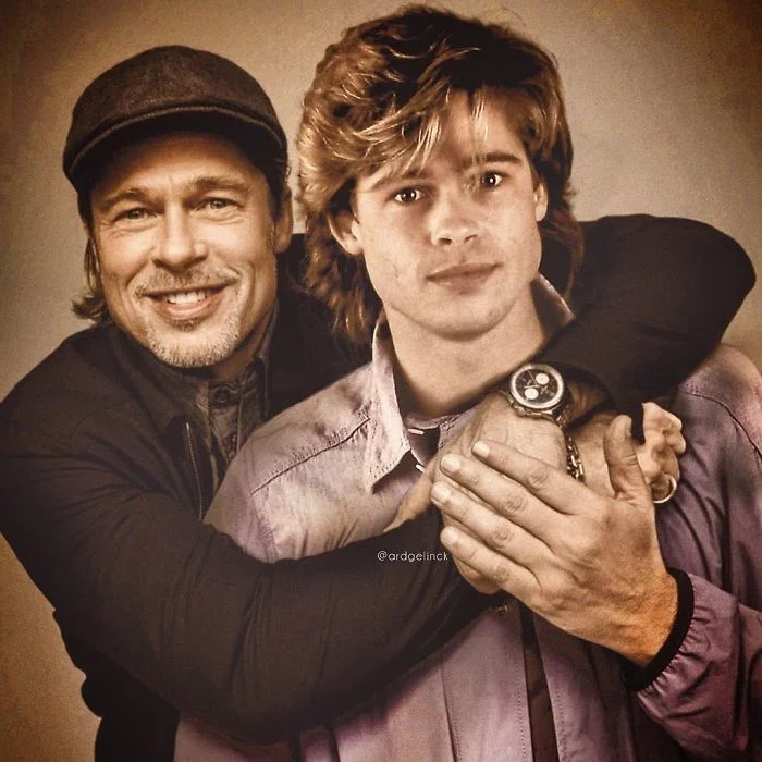 Celebrities with their younger versions - Actors and actresses, Celebrities, Photoshop master, Longpost, It Was-It Was