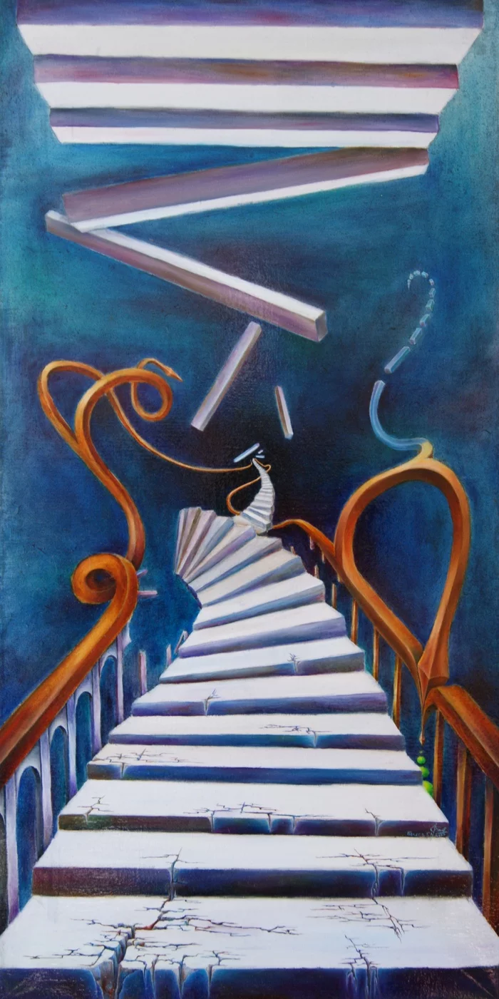 Ladder of Doubt - My, Oil painting, Modern Art, Surrealism