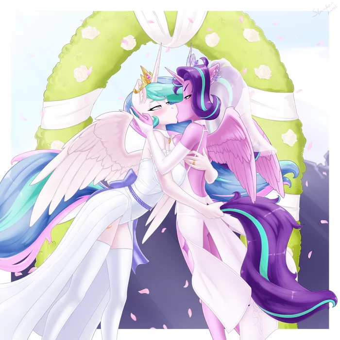 Свадьба - My Little Pony, Princess Celestia, Starlight Glimmer, MLP Lesbian, Антро