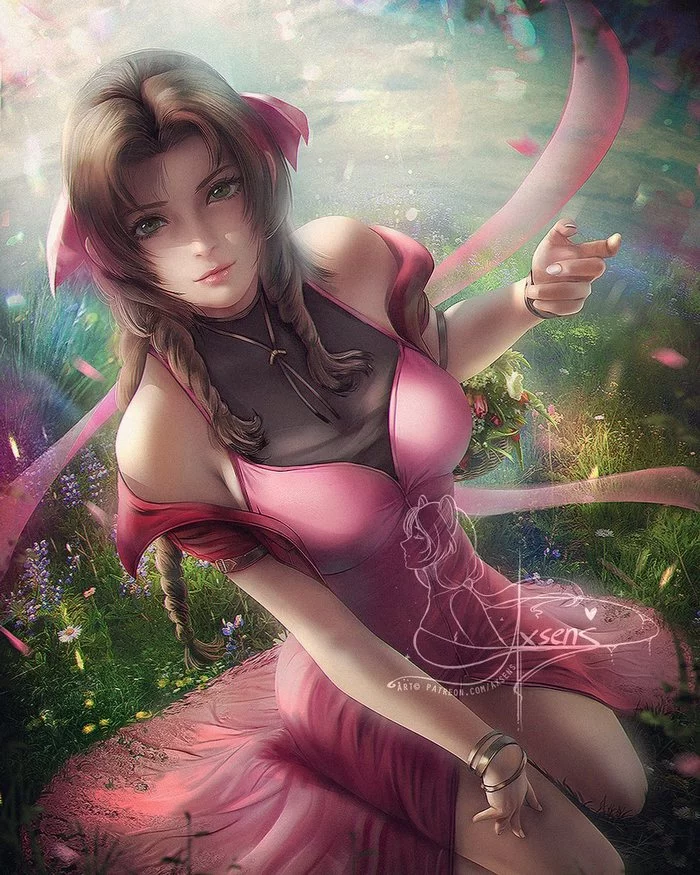 Aerith Gainsborough by  Axsens - Арт, Anime Art, Axsens, Final Fantasy, Final Fantasy VII, Aerith Gainsborough