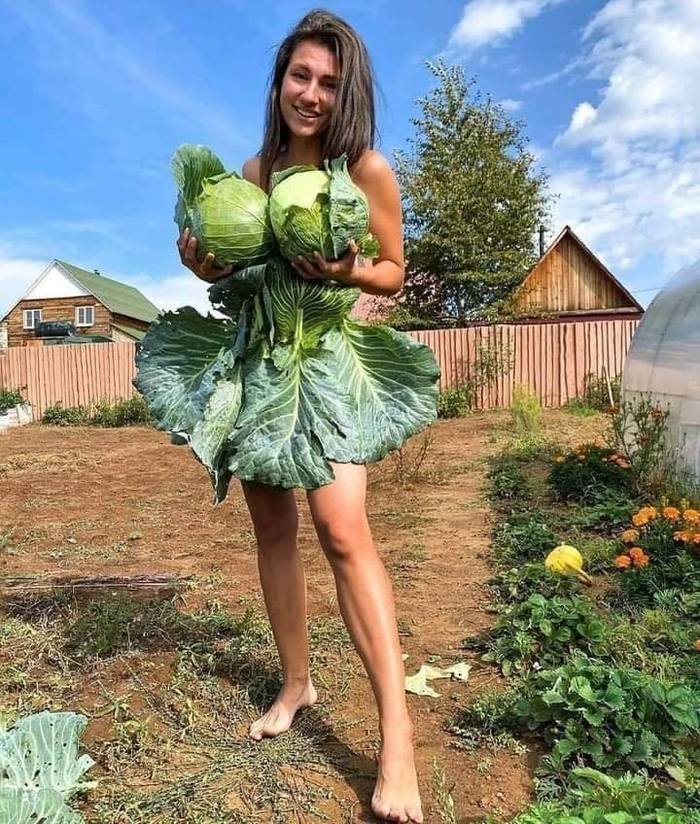 Good mood - Girls, Cabbage, Garden