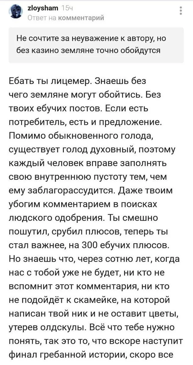 Без чего земляне могут обойтись... - Комментарии, Смысл жизни, Длиннопост, Мат, Скриншот