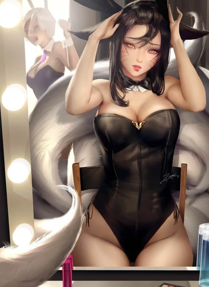 Anime art - NSFW, Anime Art, Ahri, Zumidraws, Длиннопост, League of Legends