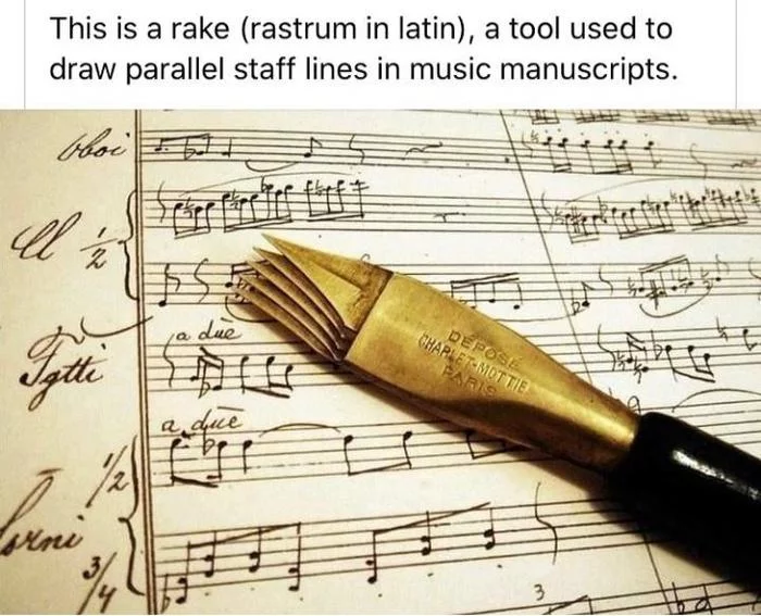That's how they did it! - Musical staff, Notes, Rake, Tools, Feather, Life hack, Interesting, Manuscript, Music, Reddit, How it was, How is it done