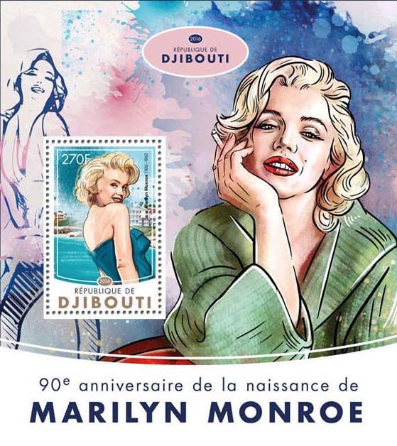 MM on postage stamps (XIX) Cycle Magnificent Marilyn - issue 227 - Cycle, Gorgeous, Marilyn Monroe, Beautiful girl, Actors and actresses, Celebrities, Stamps, Blonde, Collecting, Philately, USA, Longpost, Maldives, 20th century, Photos from filming, Hollywood, Movies, Djibouti, 2016, 1953