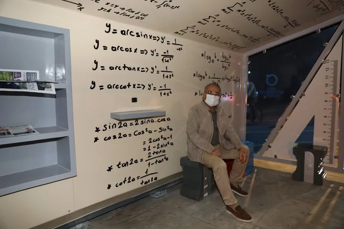Bus stop near a school in Turkey - School, Mathematics, Urban projects, Graffiti