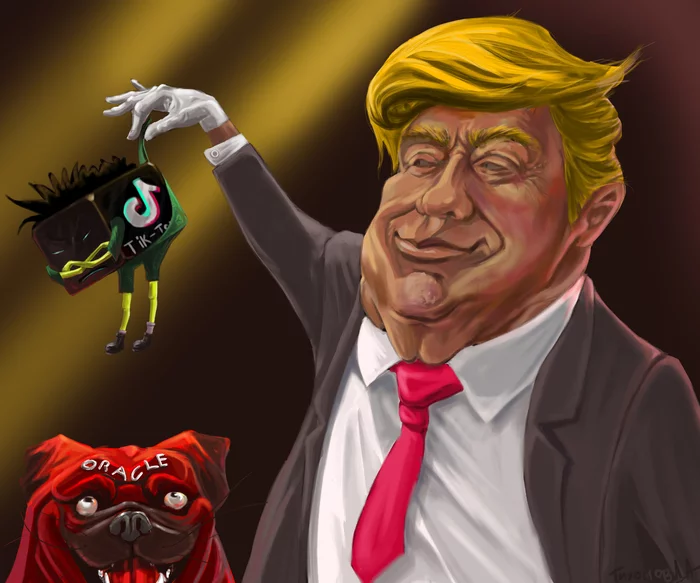 Trump, tik-tok, oracle? - My, Tiktok, Orfen, Oracle, Donald Trump, Politics, Caricature, Art, Humor