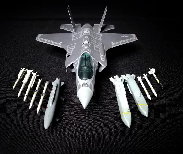 Modern. - My, Stand modeling, Prefabricated model, Story, Aviation, Fighter, Air force, USA, Needlework without process, , Hobby, f-35, Longpost