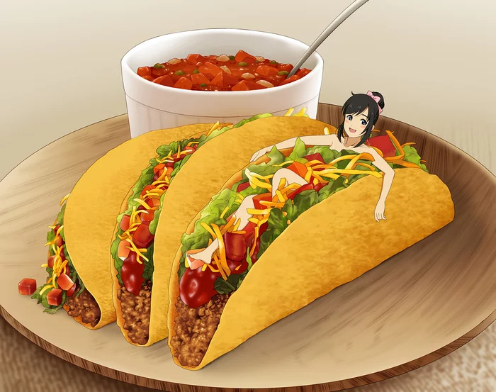 Taco - Anime, Anime art, Original character, Food, Mexican cuisine, Taco, Humanization