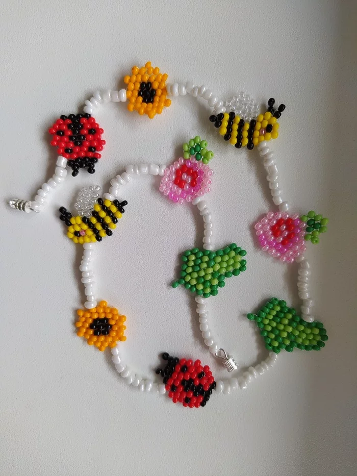 Beaded decoration - My, Needlework without process, Bijouterie, Beading, Necklace, Needlework