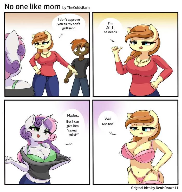 No one like mom - NSFW, My little pony, Sweetie belle, Button Mash, Cream Heart, MLP Suggestive, Anthro, Incest