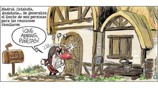 The Spaniards joke: Snow White and the Six Dwarfs - Spain, Humor, Picture with text, Coronavirus, Snow White and the Seven Dwarfs, Restrictions