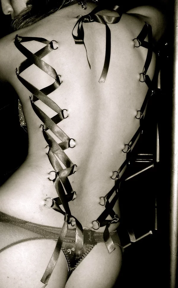 Corset - NSFW, Ero Corner, Black and white, Corset, Piercing, BDSM, Longpost