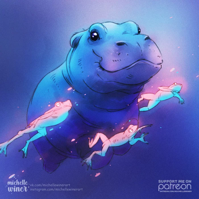 Art challenge 15MINART - My, Art, Drawing, Challenge, hippopotamus, Video